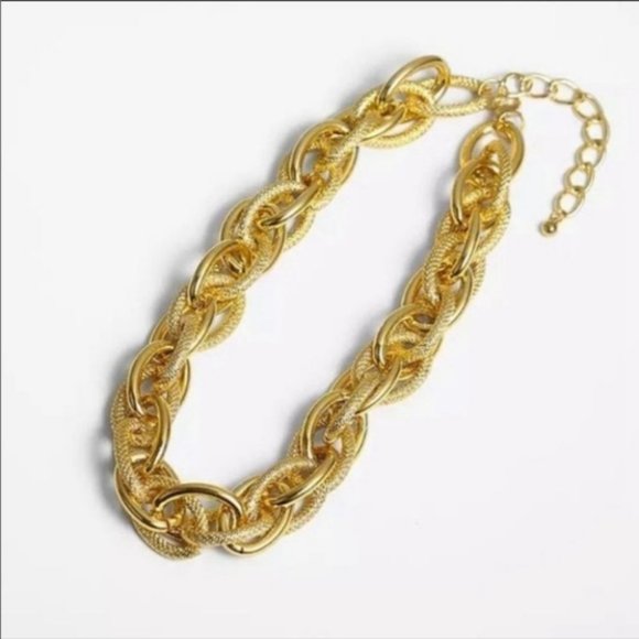 ***18k Chunky Gold Chain Punk Choker Necklace - Picture 7 of 10